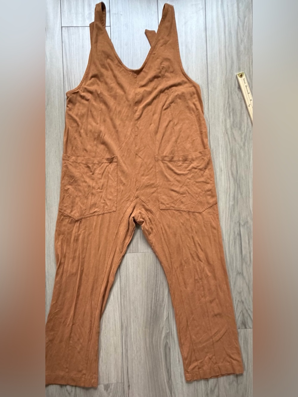 Wishlist Womens Cotton Relaxed Pocket Jumpsuit/onesie in Rust Brown Sz S